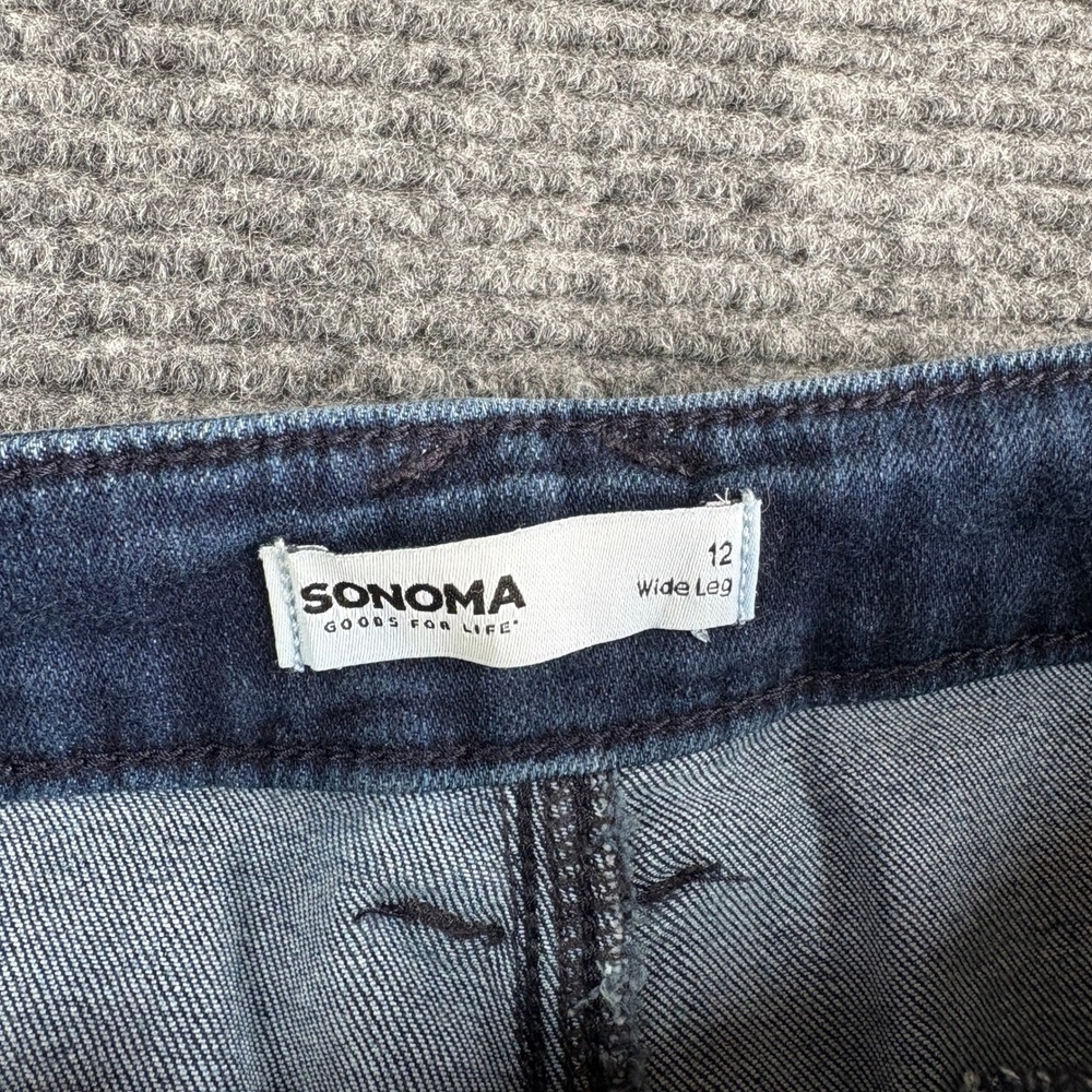 Sonoma Goods For Life Womens Dark Wash Wide Leg Denim Jeans Size 12 Blue - Picture 3 of 8
